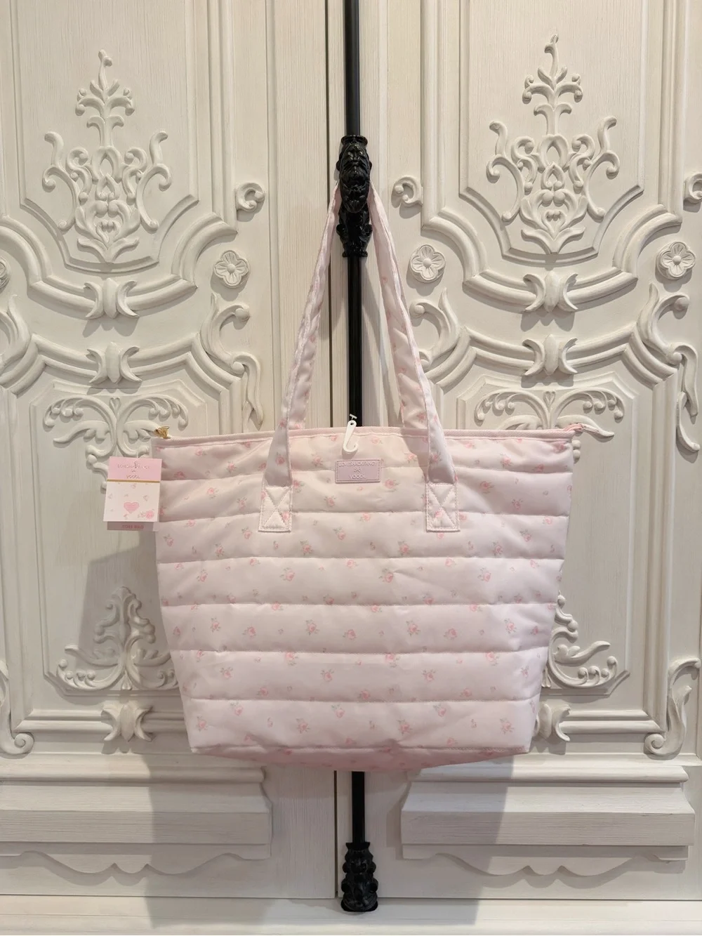 LoveShackFancy Quilted Light Pink Floral Tote